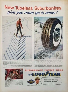 Anuncio de colección de neumáticos Goodyear 1955 estampado decoración artística efímera - Imagen 1 de 1