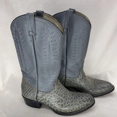 Botas vaqueras vaqueras vintage Cowtown piel de toro gris bordado para hombre 10D Foto 1 de 4