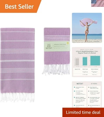 Lujosa toalla de playa turca lila 38"x71" - secado rápido y súper suave Foto 1 de 4