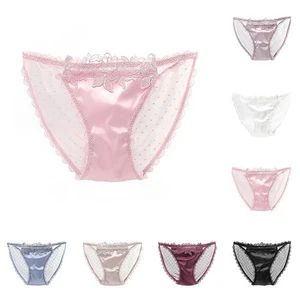 Briefs Satin Underpants Back See Through Breathable Flower Knickers Ladies - Picture 1 of 18