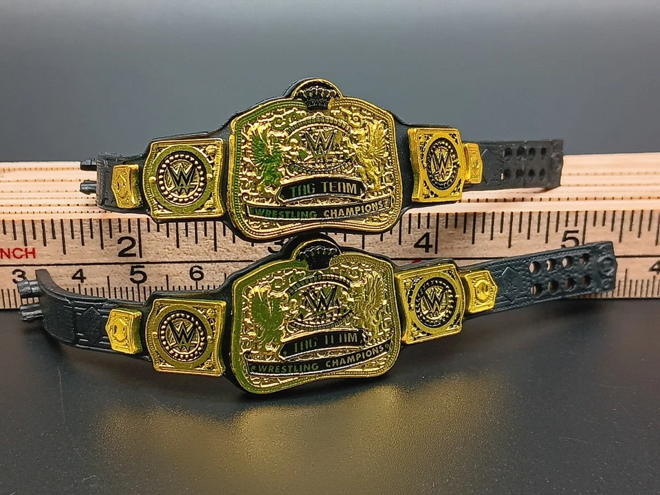 WWE Smackdown Tag Team Championship Belts 1/12 Figure Accessory Current Model A - Image 1 of 3
