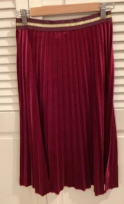 Falda midi de terciopelo plisado magenta Maeve Anthropologie XSP NUEVA CON ETIQUETAS venta al por menor $118 Foto 1 de 4
