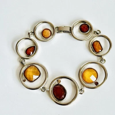 Pulsera Lia Sophia ALEX FIRMADA Tono Plateado Tierra Imitación Piedras Corte Cristal Boho Foto 1 de 4