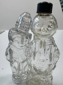 Antique Vintage Old, Two Small Glass Figure Bottles - Picture 1 of 24