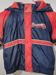 Vintage 1990s MLB Atlanta Braves Officially Licensed Hooded Puffer Jacket - Picture 1 of 8