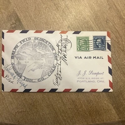 1935 Postal Cover Senora Airport Dedication Pilot Auto California To Oregon  - Image 1 of 4