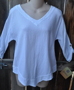 WEARABLE ART 'OH MY' COTTONWAYS "DORIE" GAUZE TUNIC IN WHITE, SIZE 1-SMALL, NWT - Bild 1 von 4