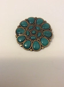 Pieza hebilla broche latón y turquesa - Imagen 1 de 3