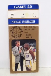 GOLDEN STATE WARRIORS - VINTAGE 1992 TICKET STUB vs TRAILBLAZERS - HARDAWAY - Picture 1 of 3