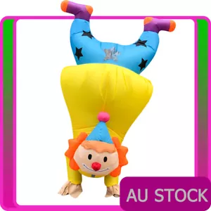 Mens Inflatable Handstand Clown Circus Costume Yellow Blow Up Adult Funny Party - Picture 1 of 7