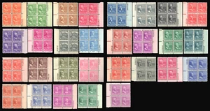 US Stamp Scott # 803-831 Mint OG NH VF 1938 Presidential Issue 29 Control Blocks - Picture 1 of 1