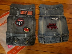 2 Blue Jean Cat Outfits XXL (Guns N Roses & Alice Cooper Kiss)  - Picture 1 of 1