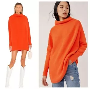 New Free People Ottoman Slouchy Tunic Sweater size XS Orange Pullover Long - Picture 1 of 12