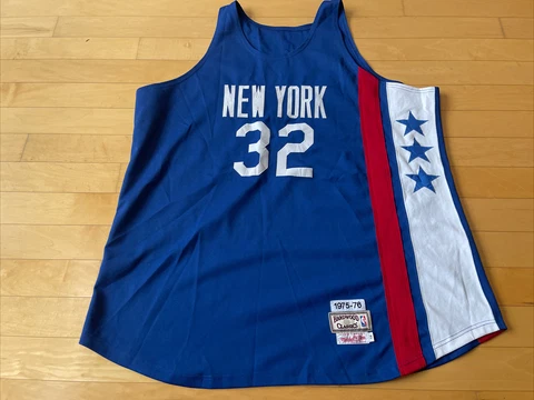 Mitchell Ness NEW YORK NETS Jersey JULIUS ERVING 1975-76 Blue Sewn Jersey Sz 58 Cover