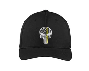  Thin Yellow Line SKULL American Flag Security Officer Tow Baseball Cap Hat  - Imagen 1 de 1