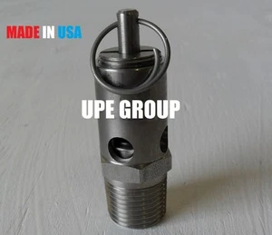 STAINLESS STEEL SAFETY RELIEF VALVE 1/2" NPT 200 PSI POP OFF AIR TANK RECEIVER - Picture 1 of 1
