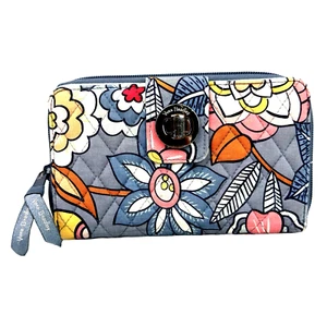 Portafoglio pochette Vera Bradley grigio floreale chiusura girevole zip 7,75" L x 4,75" H x 1"D - Foto 1 di 14