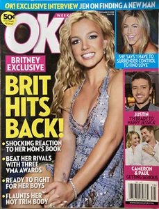 BRITNEY SPEARS September 2008 OK! Magazine JUSTIN TIMBERLAKE / CAMERON DIAZ ++ - Picture 1 of 1