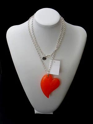 Halskette  Modeschmuck mit Herz Anhänger Orange  - Bild 1 von 4