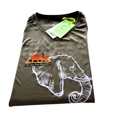 Camisa The Big Five Marathon Africa para mujer XL verde gráficos manga corta nueva Foto 1 de 4