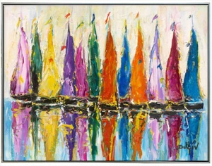 De Toutes Les Couleurs, limited ed. embellished giclee on canvas by Duaiv 25x21 - Picture 1 of 4