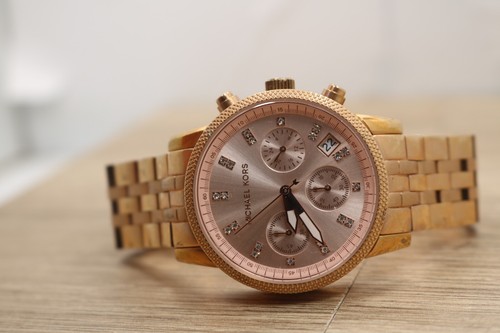 Orologio Donna Michael Kors MK6077 Ritz Quadrante Oro Rosa Acciaio Inox Nuovo Batt