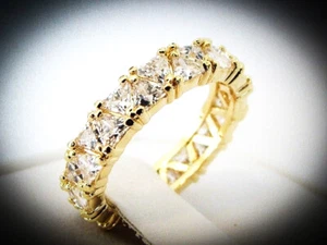 18K Pl 5.9 carat Trillion Cut CZ Eternity Band Ring, Size 6 - Picture 1 of 3