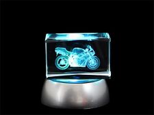 3D Laser Kristall-Quader Leucht-Sockel Deko Geschenk Glasblock viele Motive