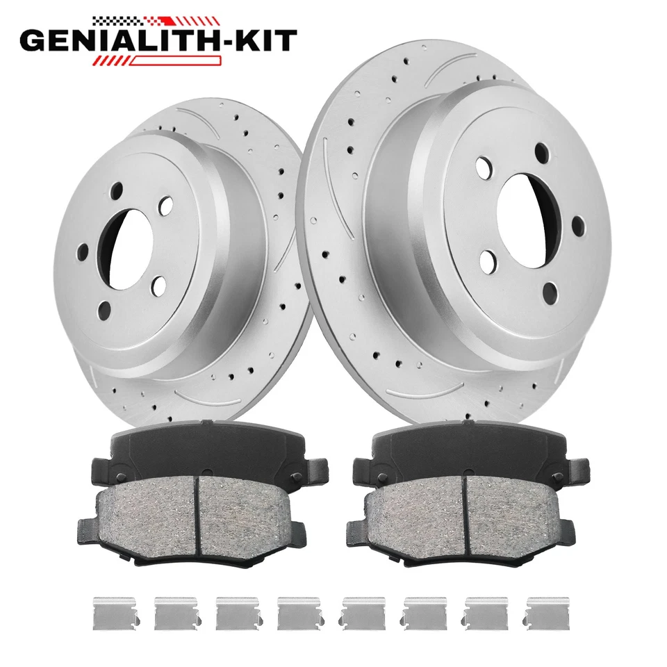 Rear Drilled Brake Rotors Brake Pads for 2008 - 2011 Dodge Nitro Jeep Liberty - Image 1 of 4