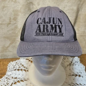 Sport Tek Grey / Black Embroidered Cajun Army Snapback Mesh Trucker Hat - Picture 1 of 7