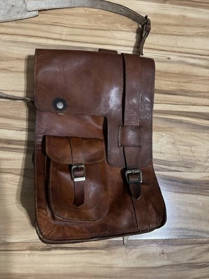 Mochila Cartera Bolso Cartera Vintage Auténtica Hecha a Mano 100% Cuero Foto 1 de 4