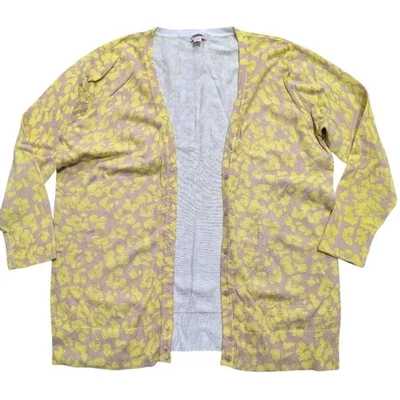 Suéter Cárdigan Merona Plus XXL Amarillo Tostado Estampado Abotonado Cuello en V Foto 1 de 4