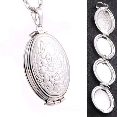 Collar medallón multifoto expandible ovalado recuerdo familiar colgante regalo Foto 1 de 4