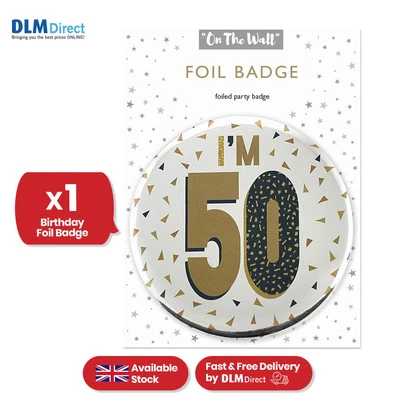 Distintivo de aniversário de 50 anos prata idade 8,5 cm para celebrações de festa  - Imagem 1 de 4