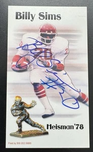 Billy Sims On Card Auto Heisman 78 Billy Sims BBQ Oklahoma Sooners Detroit Lions - Picture 1 of 3