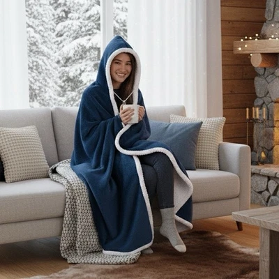 Hooded throw wearable blanket Blue - Image 1 of 3