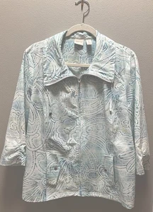 Chico's Zenergy size 2 Lightweight Zip Jacket, Blue & Greeen Floral - Picture 1 of 7