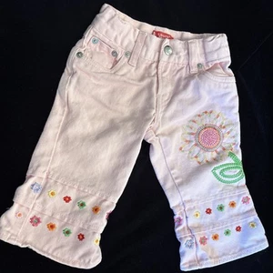 Denim rosa con flores bordadas Levis talla 2T niña pequeña - Imagen 1 de 8