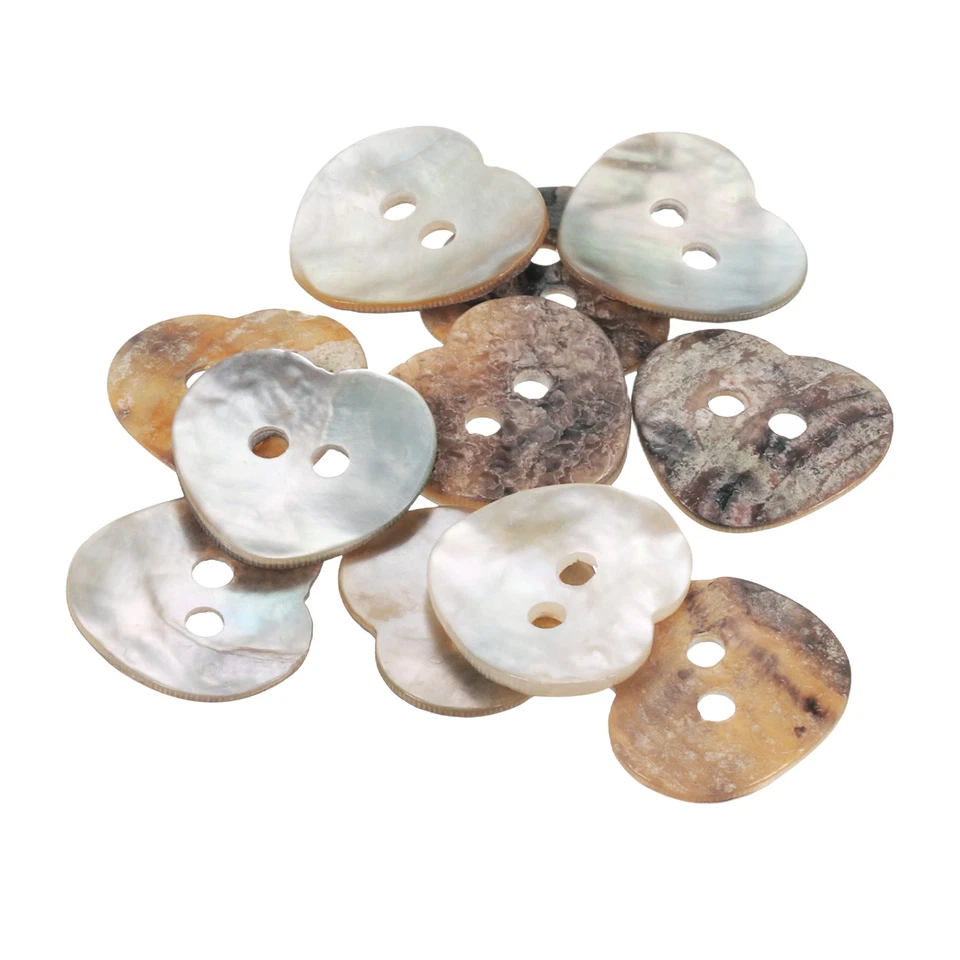 10 Stück Perlmutt-Knöpfe 0,6" Herz Muschel für Stoff Basteln - Bild 1 von 4