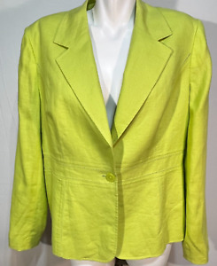 Style & Co Linen Lime Women Blazer 18 Lined Eyelet Design Plus Size