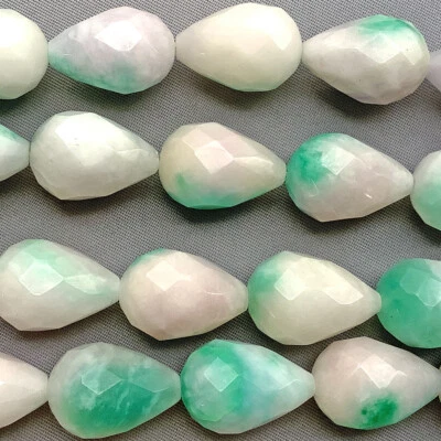 Candy Jade Purple Faceted Teardrop 18x12mm Semi Precious Stone Beads Q1 Strand - Image 1 of 2