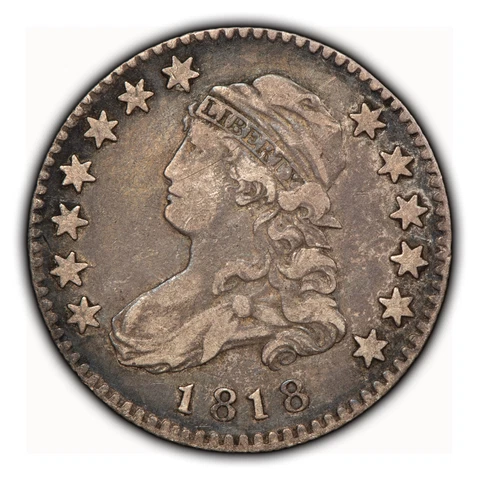 1818 25c Capped Bust Silver Quarter - Die Break Reverse - VF - SKU-B3483 Cover