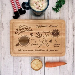 Personalisierter Heiligabend Teller Santa Rudolph Tank Snack Holz Leckerli Bord - Bild 1 von 20