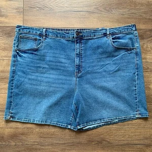 NEW Terra & Sky Women’s 4X Plus Size Blue Denim Elastic Waist Back Zip Shorts - Picture 1 of 14