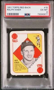 1951 Topps Red Back #15 Ralph Kiner PSA 6 Pirates  (0877) - Picture 1 of 2