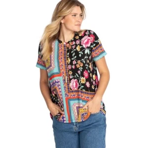 Johnny Was Bamboo LOOKOUT FAVORITE CREW NECK SWING Black XS (19” PTP) Shirt - Picture 1 of 6
