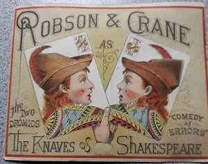 Tarjeta comercial Robson & Crane de la Gran Ópera de Nueva Orleans Shakespeare 1877 - Imagen 1 de 3
