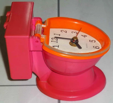 Vintage Neon Orange/Raspberry Red - Novelty Quartz Toilet Desk Clock Cover