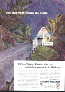 TEXACO OIL COMPANY 1941 THE STAR THAT SHINES ALL NIGHT IN 48 STATES AD - Picture 1 of 1