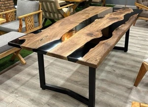 Custom Epoxy Dining Table | Epoxy Table | Special Dining Table | Live Edge table - Picture 1 of 9